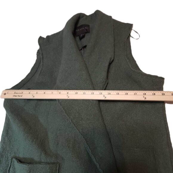 Tahari wool blend long duster vest Women's 1X cardigan olive / army green warm - Picture 6 of 16